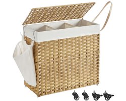 Wasmand - 3 Compartimenten - Natuurlijke Kleuren