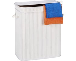 Wasmand - 95 l - 2 vakken - bamboe - wit
