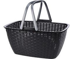 Wasmand - antraciet grijs - met hengsel - 27 liter - 43 x 30 cm - kunststof - Huishoud - De was doen - Wasgoedmanden