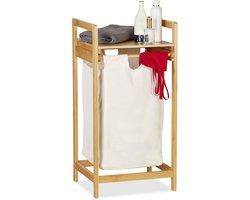 wasmand bamboe - 30 liter - met plank - op poten - rechthoekig - natuur