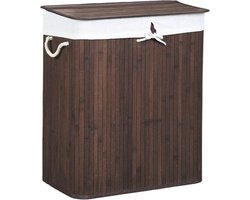 Wasmand - bamboe wasmand - kledingmand - wasopslag - wasorganizer - draagbare wasmand - wassorteerder - bruin - 51,5 x 31,5 x 60,5 cm (L x B x H)