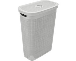 Wasmand 'Hessian' - 40 Liter - Wasbox met deksel - Lichtgrijs