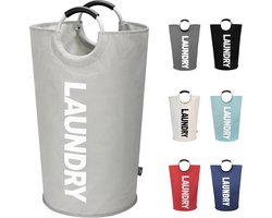 Wasmand-inklapbare wasmand-opbergmanden-camping wasmand-Grote wasmand 115L - Opvouwbare waszak - Onafhankelijke wasmand met hoge voet - Opvouwbare wasemmer -Draagbaar-Slijtvast en eenvoudig te reinigen-Waterdicht en geurbestendig-lichtgrijs