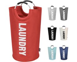 Wasmand-inklapbare wasmand-opbergmanden-camping wasmand-Grote wasmand 115L - Opvouwbare waszak - Onafhankelijke wasmand met hoge voet - Opvouwbare wasemmer -Draagbaar-Slijtvast en eenvoudig te reinigen-Waterdicht en geurbestendig-rood