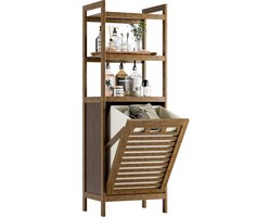 Wasmand Kast - Badkamerkast met 3 Planken - Bruin - Bamboe