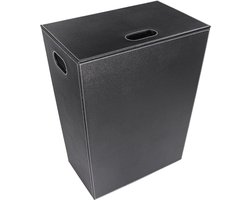 Wasmand Kist - Afvalemmer - Kleding Opbergen - Met Stoffen Voering - 60 cm Hoog - Zwart