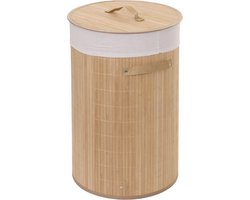 Wasmand MCW-C21, Wasbox Wasbox Wasbox, bamboe rond 59x35cm 50l ~ natuurlijke kleur