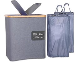 Wasmand met 2 vakken - Antraciet kleur - Efficiënt en stijlvol