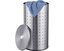 Wasmand met deksel - 42 l - rvs - zilver