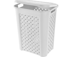 Wasmand met deksel - 50 Liter- Rechthoekig - Wit