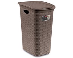 Wasmand met deksel 'Elegance' - 36 Liter - Met ventilatie - Handgrepen - Taupe