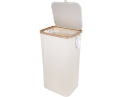 Wasmand met Deksel – Opvouwbare Wasmand – Wasbox 100L – Wassorteerder met Binnenzak – Beige – Voor Badkamer, Slaapkamer en Wasruimte