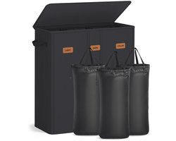 Wasmand met drie compartimenten, deksel en wasbare binnenzak