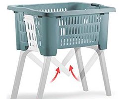 Wasmand op poten blauw 38 liter 39 x 59 x 29 cm kunststof