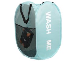 Wasmand opvouwbaar - 75L - Ademend polyester mesh - Met handvatten - blauw