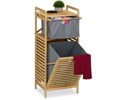 Wasmand rek - 30 liter - met lade - 95 x 40 x 33 cm - bamboe