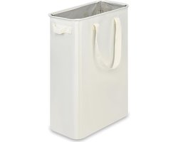 Wasmand - Smalle wasmanden met handvatten - Inklapbare wasmand voor vuile was - Voor wasruimte studentenkamer en slaapkamer - 20 x 40 x 60 cm - Gebroken wit