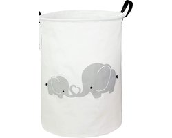 Wasmand voor kinderkamer, linnen, opvouwbaar, grote opbergmanden voor kinderspeelgoed, kinderkamer, thuis, geschenkmand (Gray Love Elephant)