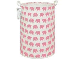 Wasmand voor kinderkamer, linnen, opvouwbaar, grote opbergmanden voor kinderspeelgoed, kinderkamer, thuis, geschenkmand (roze olifant)