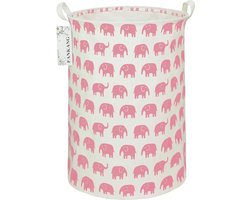 Wasmand voor kinderkamer, linnen, opvouwbaar, grote opbergmanden voor kinderspeelgoed, kinderkamer, thuis, geschenkmand (roze oliphant)