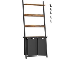 Wasmanden - Wassorteerder - 2 vakken - Met 3 planken voor handdoeken - Bruin zwart