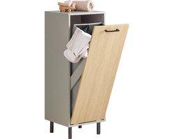 Wasmandkast - Vuile kledingmand - Wasorganizer - MDF en metaal - Voorkomt zwelling van de kast - 31,5 cm x 86 cm x 30 cm