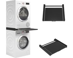 Wasophoogte® Tussenstuk wasmachine droger - Stapelkit wasmachine droger - Tussenkader - Geschikt voor elk type - Zwart