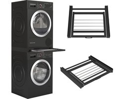 Wasophoogte® Tussenstuk wasmachine droger - Stapelkit wasmachine droger - Tussenkader - Geschikt voor elk type - Zwart