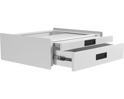 Wasophoogte® Tussenstuk wasmachine droger - Stapelkit wasmachine droger - Tussenkader met lade en plateau - Geschikt voor elk type - Wit