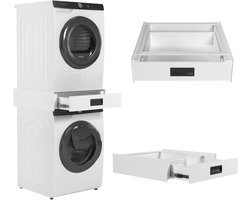 Wasophoogte® Tussenstuk wasmachine droger - Stapelkit wasmachine droger - Tussenkader met lade - Geschikt voor elk type - Wit