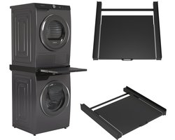 Wasophoogte® Tussenstuk wasmachine droger - Stapelkit wasmachine droger - Tussenkader XL - Geschikt voor elk type - Zwart