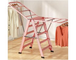 Wasrek Ladder - Kledingdroger Multifunctioneel - Kleding Drogen - Stevig Aluminium - 5 Treden - Zilver