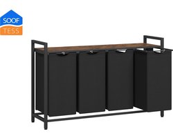 Wassorteerder - 4 vakken - 160L - Metaal - vintage Bruin en Zwart -Wasmanden - Wassorteerder 4 vaken - 116 x 33 x 72 cm