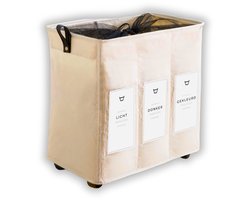 Wassorteerder - Wasmand op Wieltjes - 3 Vakken - Nederlandse Labels - 145L