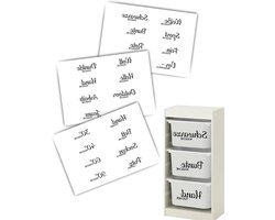 Wasstickers Set - Wasmand Labels - Wasmand Organisatie - Water- en Krasbestendig - Set 3 - Zwart