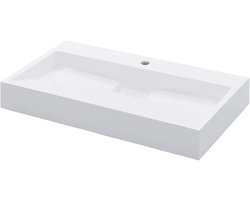Wastafel - Badkamermeubel - Stijlvolle badkamer - Eenvoudig te reinigen - 80 x 46 cm - Wit marmer