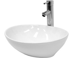 Wastafel incl. afvoergarnituur wit zonder overloop 41x33x14,2 cm wit keramiek LuxeBath