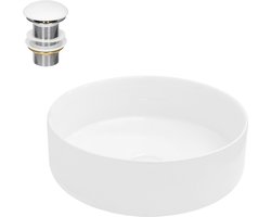 Wastafel incl. afvoergarnituur wit zonder overloop Ø 35,5x12 cm wit keramiek LuxeBath