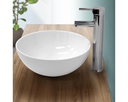 Wastafel incl. zilveren kabelwaste zonder overloop Ø 32x13,5 cm wit keramiek LuxeBath
