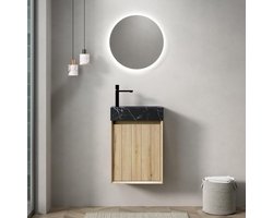 Wastafel met onderkast - Marmeren wastafel - Badkamer opfrissen - Natuurlijk marmer - 40 cm breed - Zwart