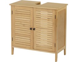 Wastafel Meubel - Badkamer Kastje Onder Wastafel - Wastafelonderkasten - Wastafel Onderkast Met Uitsparing - 60X30X60Cm - Bamboe