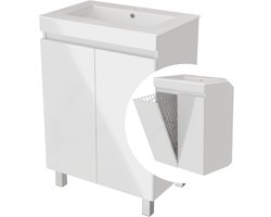 Wastafel Meubel met Opbergruimte en Wasmand