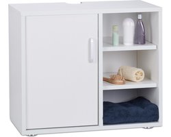 wastafel onderkast - 1 deur - 3 vakken - met sifon uitsparing - 51 x 60 x 32 cm - wit