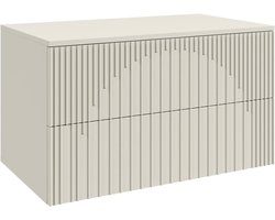 Wastafel Onderkast - Badmeubel Hangend - Badkamer Opbergen - Push-to-Open Laden - 80x46x46 cm - Beige