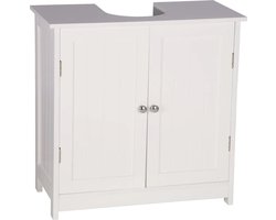 Wastafel Onderkast Met Uitsparing - Badkamer Kastje Onder Wastafel 60 x 60 x 30 cm - Wc Fontein Meubel 2 Deuren - Wit