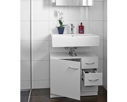 Wastafel onderkast met veel ruimte 3 laden wit watervast MDF maten 63x54 cm