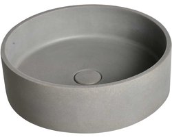 Wastafel van beton voor onderkast, Betonnen waskom natuurlijk beton, ronde grijze wasbak, rond 39x12 cm BET-501nc