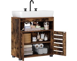 Wastafel - Wasbakonderkast - Badkamermeubel - Badkamerkast - Bruin - Industrieel - Mazazu