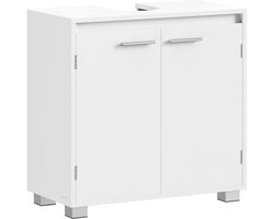 Wastafelkast Badkamer opbergkast Zonder wastafel Verstelbare legplank achter de deur Geschikt voor wastafels zonder zuil Stevig en duurzaam houten frame Modern minimalistisch design Geschikt voor badkamer en toilet 30 x 60 x 60 cm Wit