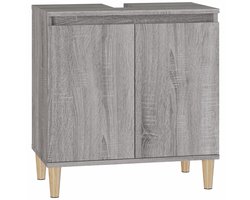 Wastafelkast | badkamerkast | Wastafelmeubel | Wastafel onderkast 58x33x60 cm bewerkt hout grijs sonoma eikenkleurig